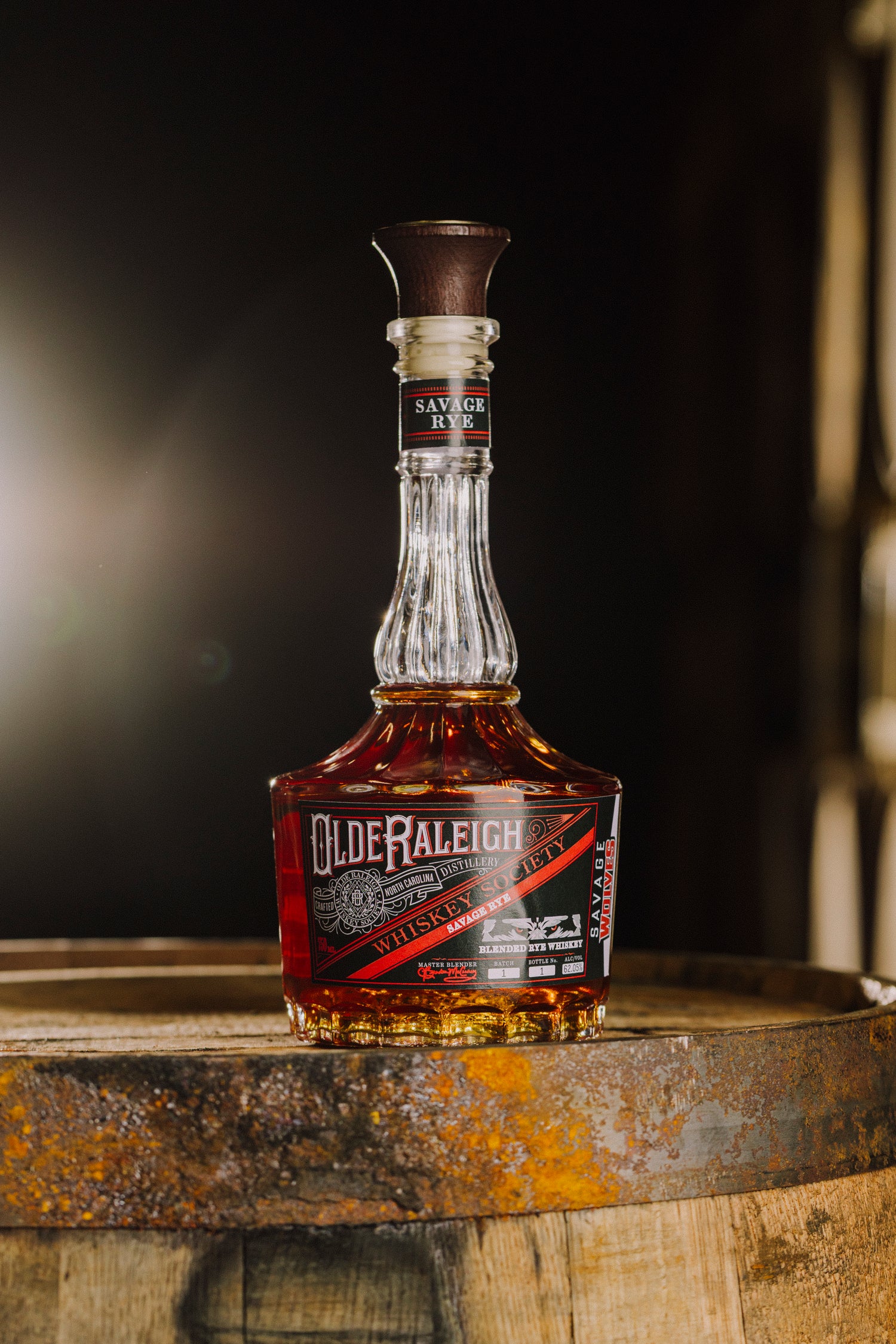full view of savage rye bourbon bottle