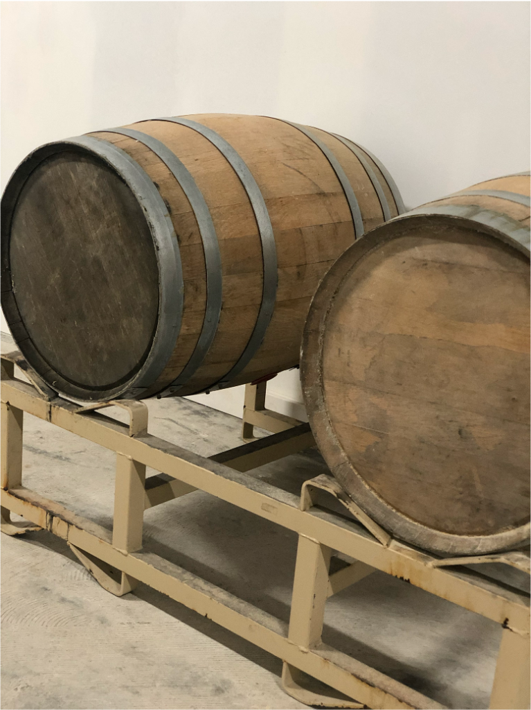 Olde raleigh bourbon barrels in back room