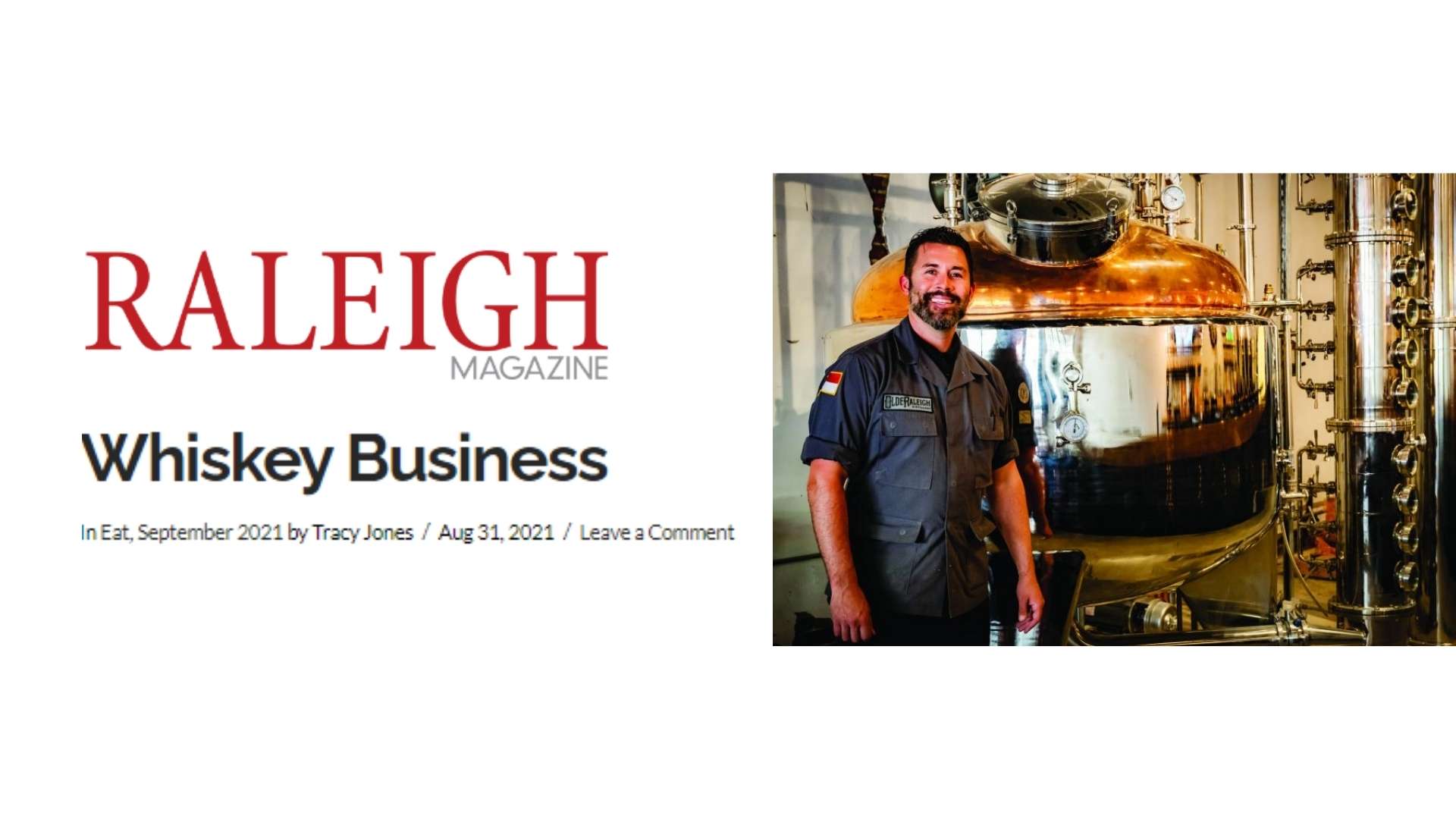 Olde Raleigh Distillery feature in raleigh magazine